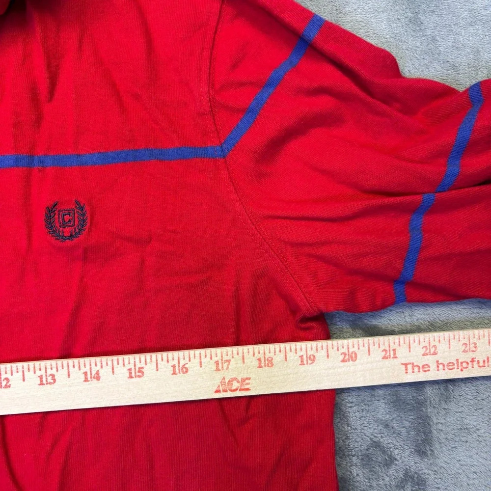 Chaps Red Blue Striped Quarter Zip Pullover‎ Sweatshirt Men's Size Medium